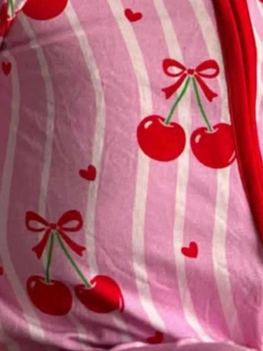 Cherry Hearts Bamboo Footie Pajamas | Cherry Print Zippy Sleeper 6-12M | NWT